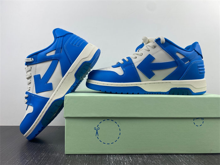 OFF-WHITE Out Of Office OOO Low Tops White Blue OMIA189F22LEA0014501